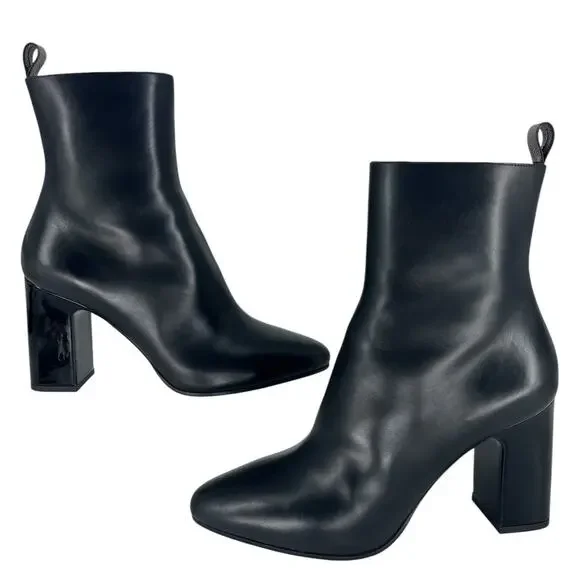 Louis Vuitton Donna Ankle Boots Black Calf Leather Monogram Studs Size 39.5 - Picture 5 of 16